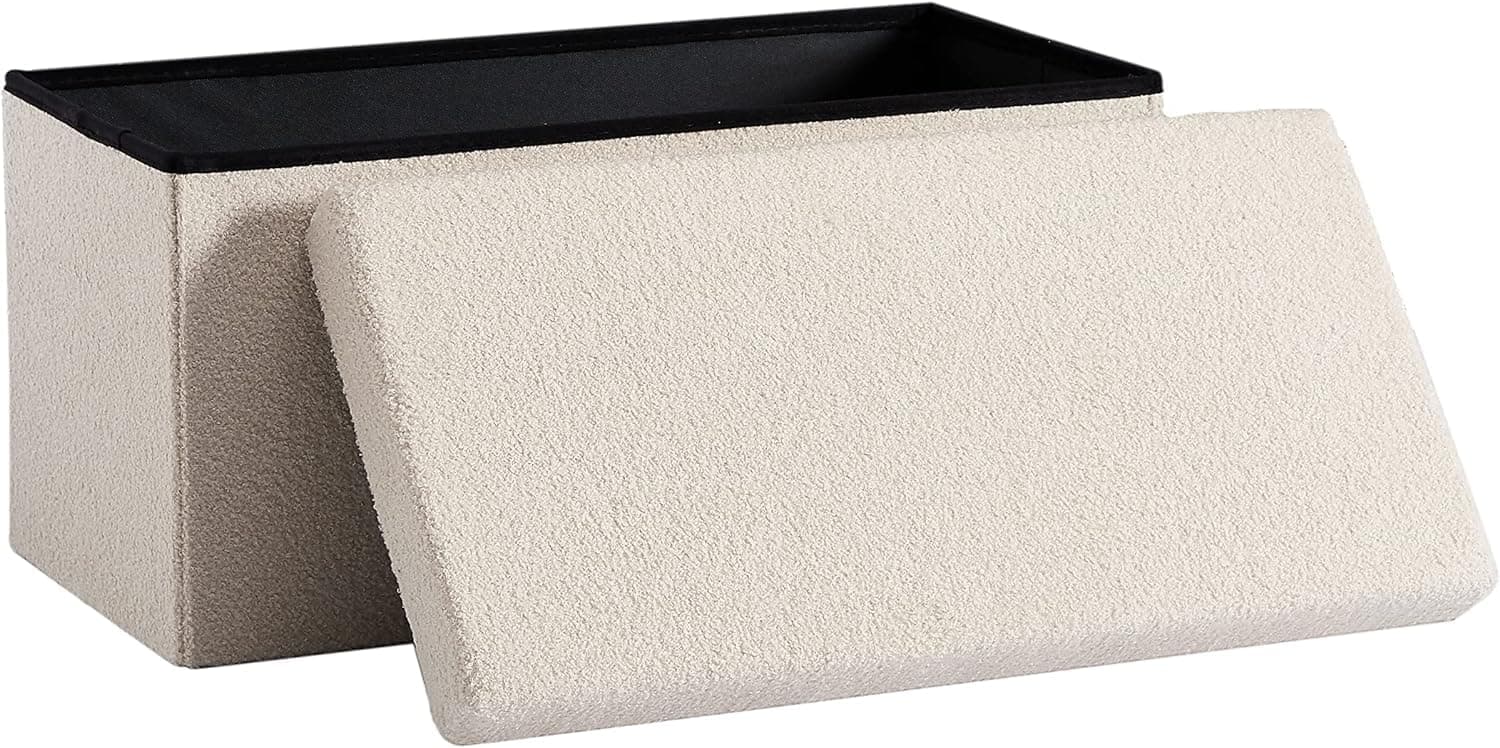 Zedelmaier Sitzbank Sitzwürfel mit Stauraum Plüschstoff Fußbank Truhen Aufbewahrungsbox faltbar belastbar bis 300 kg 🛋️