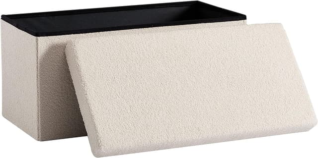 Zedelmaier Sitzbank Sitzwürfel mit Stauraum Plüschstoff Fußbank Truhen Aufbewahrungsbox faltbar belastbar bis 300 kg 🛋️