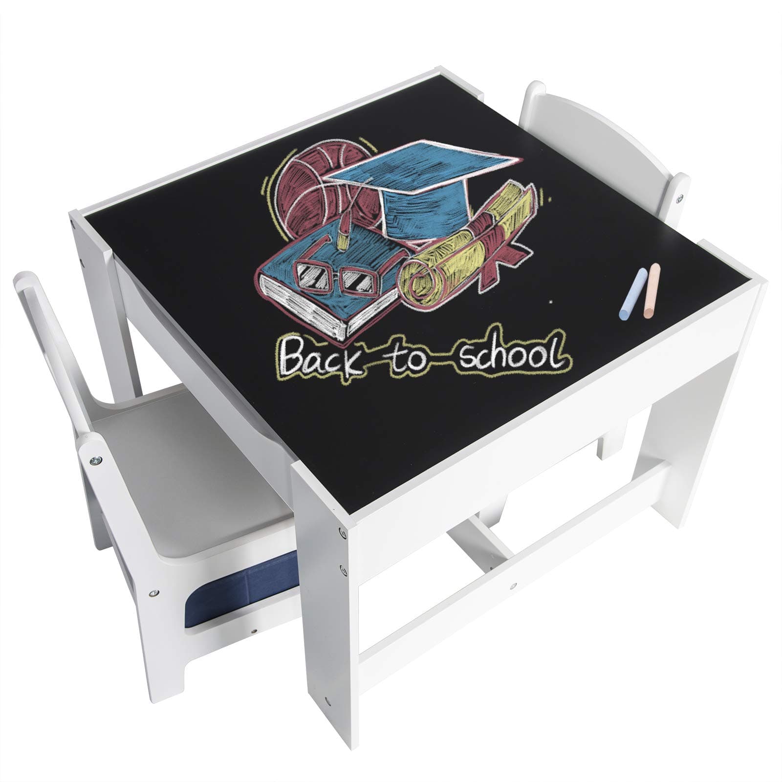 🎨 EUGAD Kindertisch Mit 2 Stühle und Stauraum, Sitzgruppe für Kinder, Maltisch - Sonderangebot!