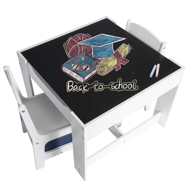 🎨 EUGAD Kindertisch Mit 2 Stühle und Stauraum, Sitzgruppe für Kinder, Maltisch - Sonderangebot!