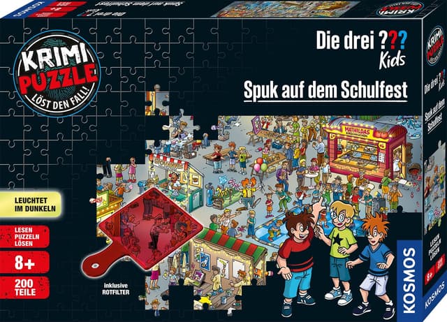 🔍🧩 Die drei ??? Kids Krimi Puzzle - Spuk auf dem Schulfest