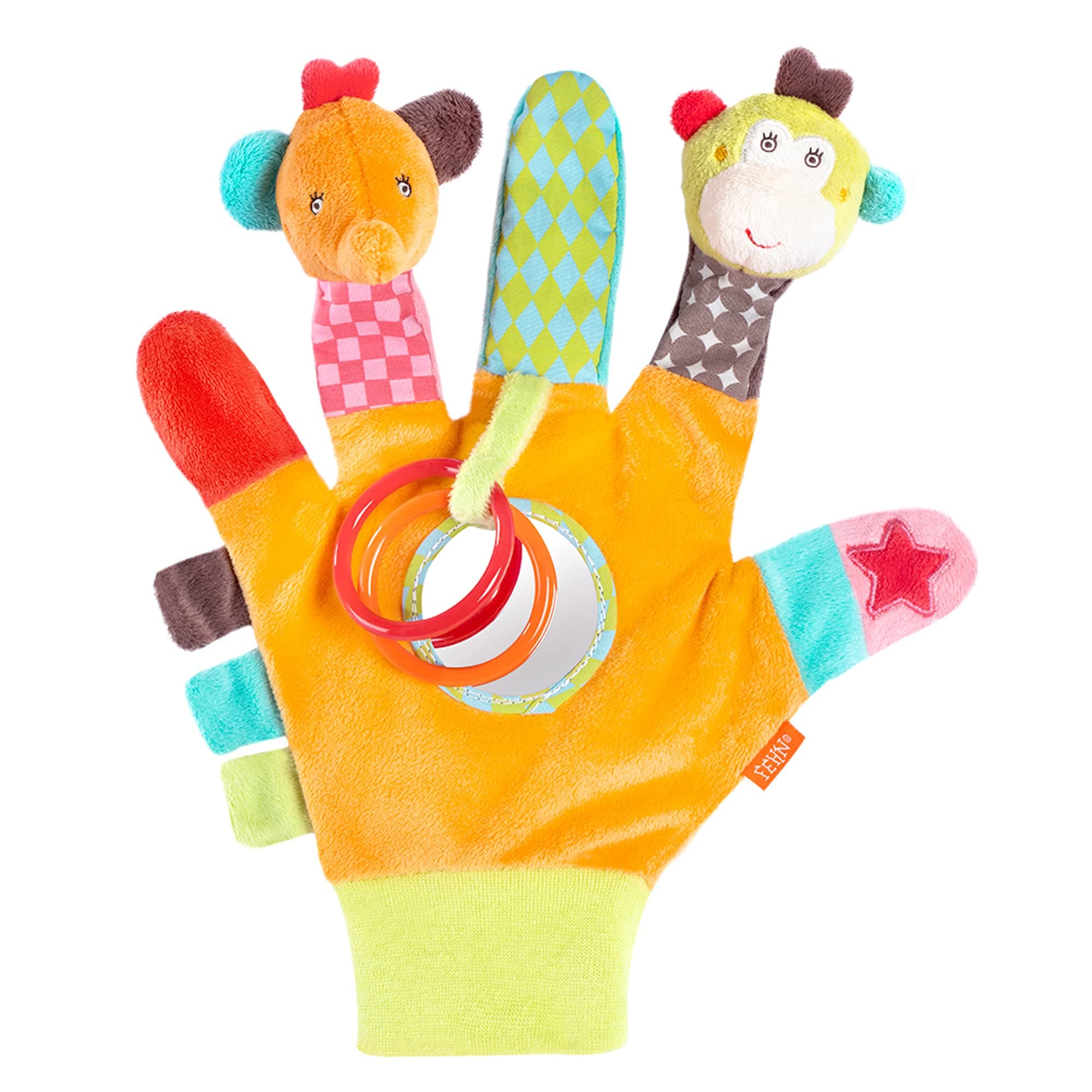 🐒🐘 Fehn Spielhandschuh Safari – Fingerpuppen Baby Spielzeug 🎁