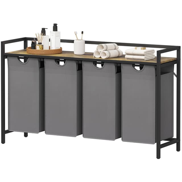 Lifewit Wäschekorb 4 Fächer, 168L/4x42L Wäschesammler mit Ablage und herausziehbaren Säcken 🧺🏡