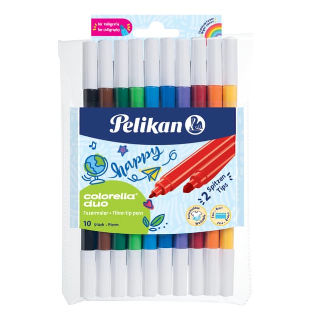 🌈 Pelikan Fasermaler Colorella Duo 10 Stifte 10 Farben im Kunststoff-Etui 🖍️