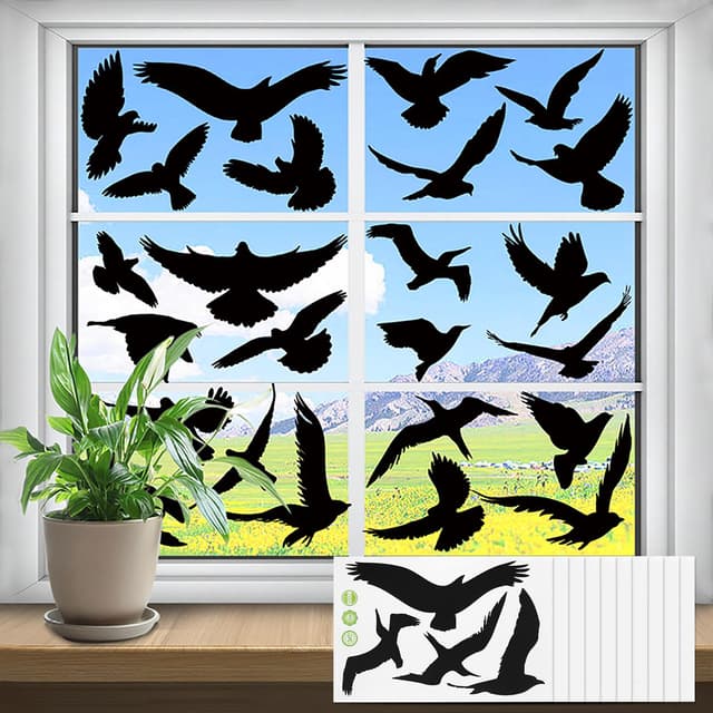 🦜🪟 Fensteraufkleber Vogelschutz - 37 Stück PVC Vogelaufkleber für Fensterscheiben