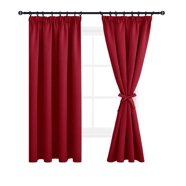 🌟 DWCN Fensterdeko Vorhänge 2er Set - Rot - 137x117cm - Blickdicht Wohnzimmer Vorhang