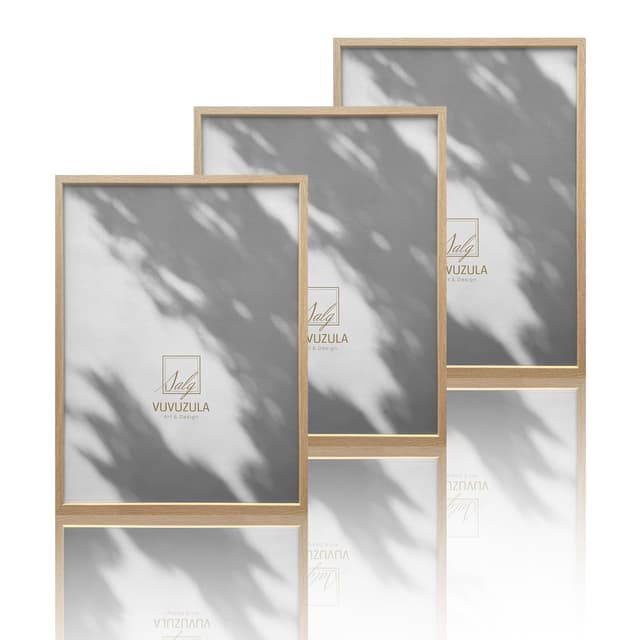 VUVUZULA Bilderrahmen 30x40cm Holz Holzrahmen 3er Set Eiche Fotorahmen MDF Rahmen Natur Beige 30x40cm 🖼️