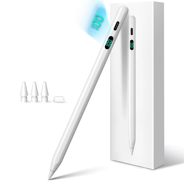 🎨📱 FOJOJO Stift für iPad 2025–2018,Pencil für iPad 11th A16/10/9/8/7/6, Air 11/13 M2/M3, Pro 11/13 M4,Pro 12,9 Zoll, Air 5/4/3, Mini 7/6/5,mit LED-Power-Anzeige, schnelles Aufladen Perlweiß - 12.74€ statt 14.99€