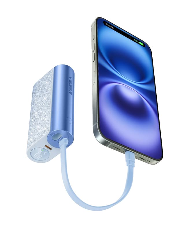 VEGER Power Bank 20W PD Klein Aber Stark,10000mAh Powerbank mit integriertes bi-direktional Apple auf USB C Kabel