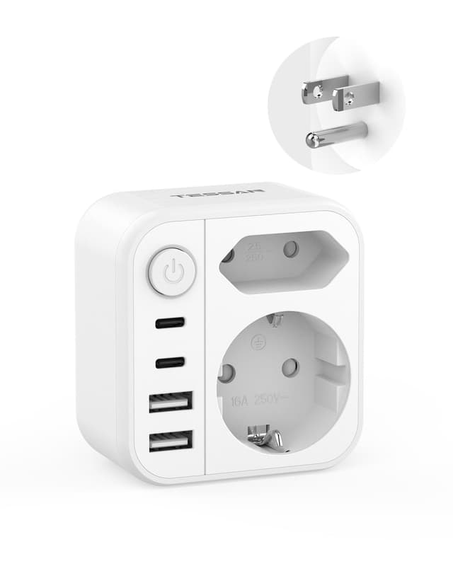 TESSAN Adapter USA Deutschland Stecker mit 1 Schalter 🌍🔌