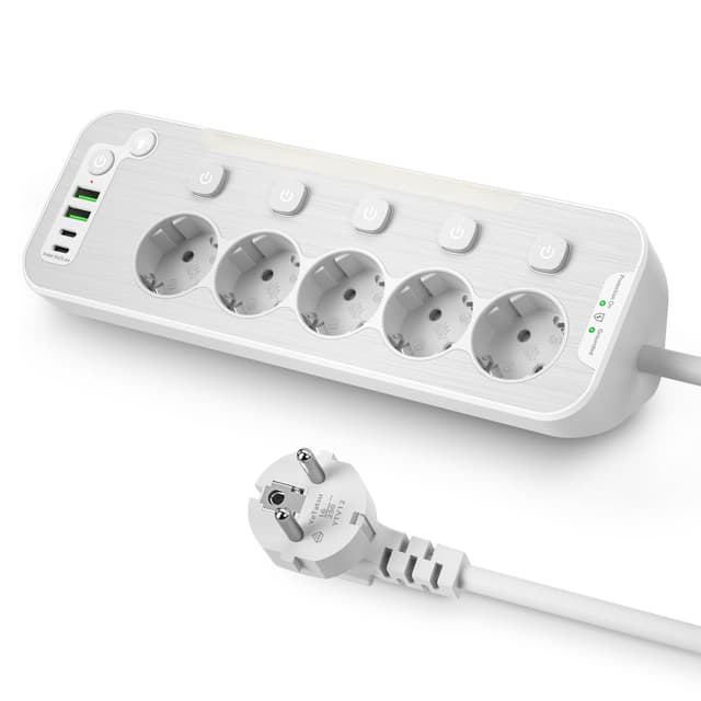 Tischsteckdose mit USB, 5-Fach Steckdosenleiste 🌟