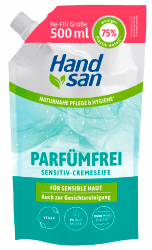 🌿🧼 Hand san Cremeseife parfümfrei Nachfüllbeutel | Händewaschen & Gesichtsreinigung Angebot bei HelloDeals