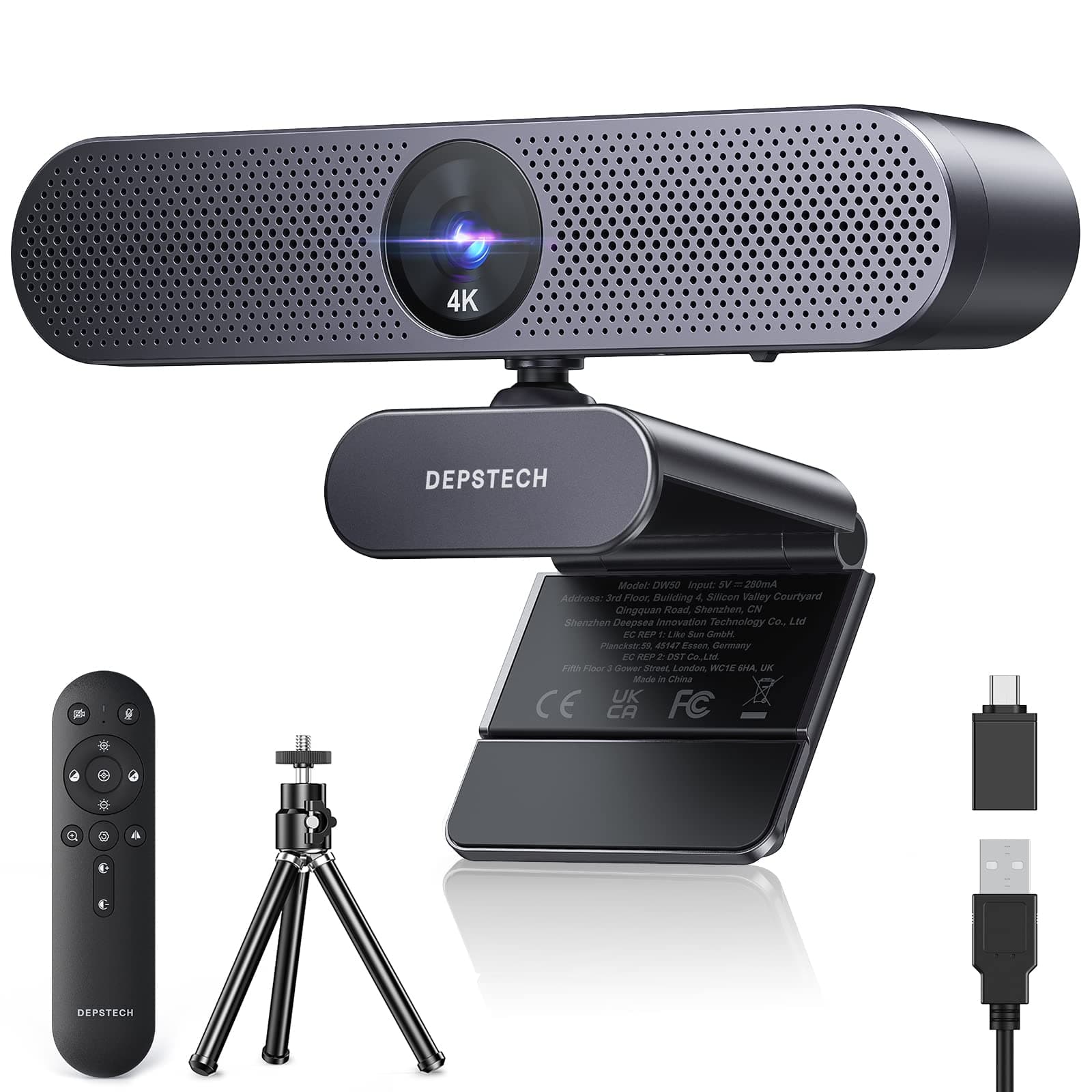 DEPSTECH DW50 Pro Webcam 4K mit Mikrofon und Zoom 📸