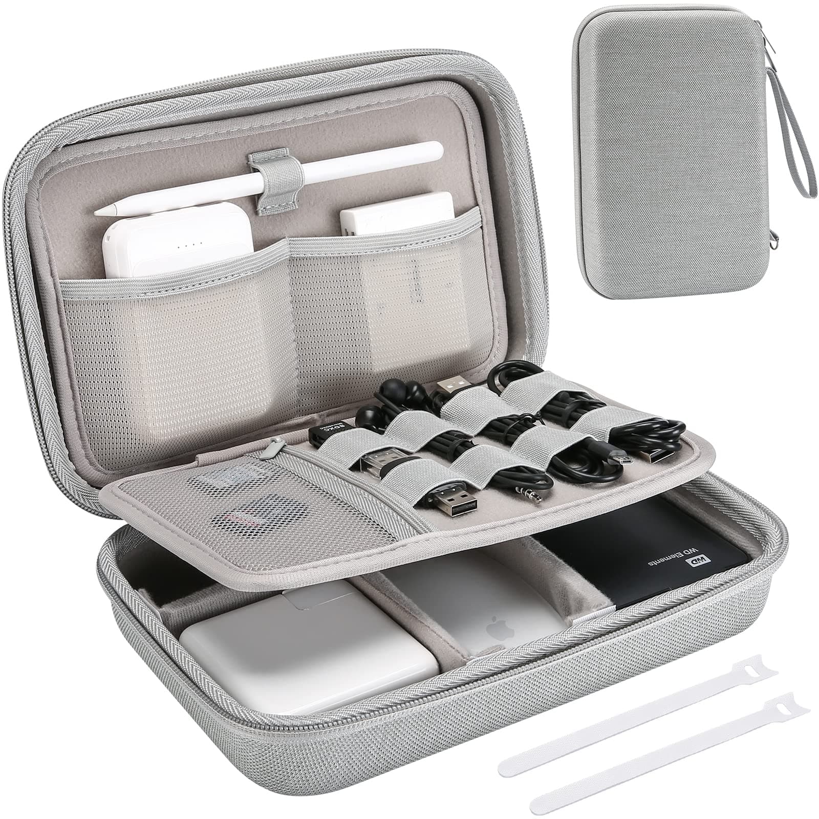 ProCase Elektronikzubehör Organizer Tasche XL ⚡️ Tragbare Aufbewahrungstasche für MacBook, Kabel, Powerbank - Grau