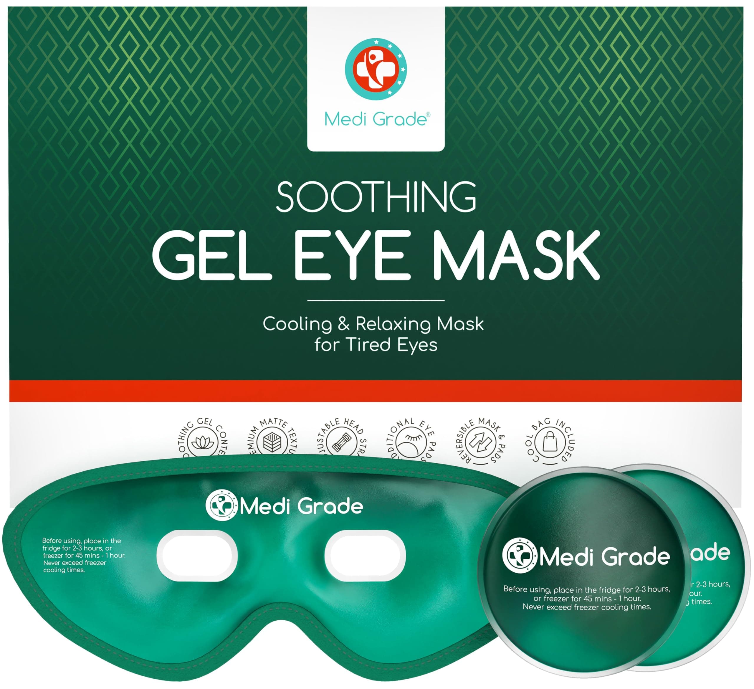 🌿 Medi Grade Kühlmaske Gesicht - Gel Augenmaske Kühlend Wiederverwendbar 🌿