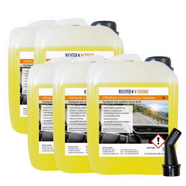 🚗🌟 Sommer Scheibenreiniger 5 x 5 Liter - Klare Sicht im Auto 🌟🚗