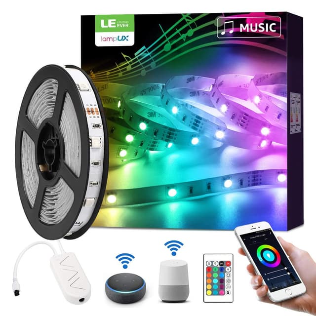 LE Smart LED Strip 5M Musik Sync,RGB 150 LEDs 🌟 LED Streifen Wifi 🎶 Wlan LED Band 💡 Superhell Selbstklebend Lichtband