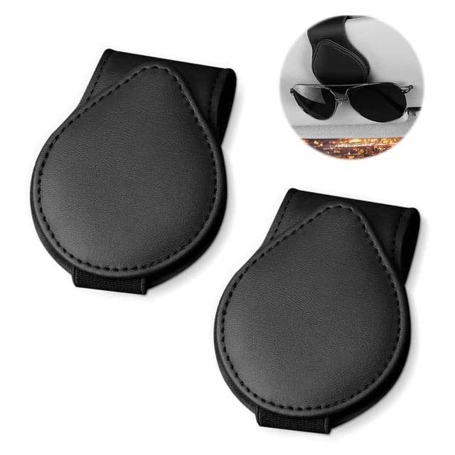 🕶️🚗 Brillenhalter für Auto - 2er Pack Leder Brillenhalter für Auto Sonnenblende