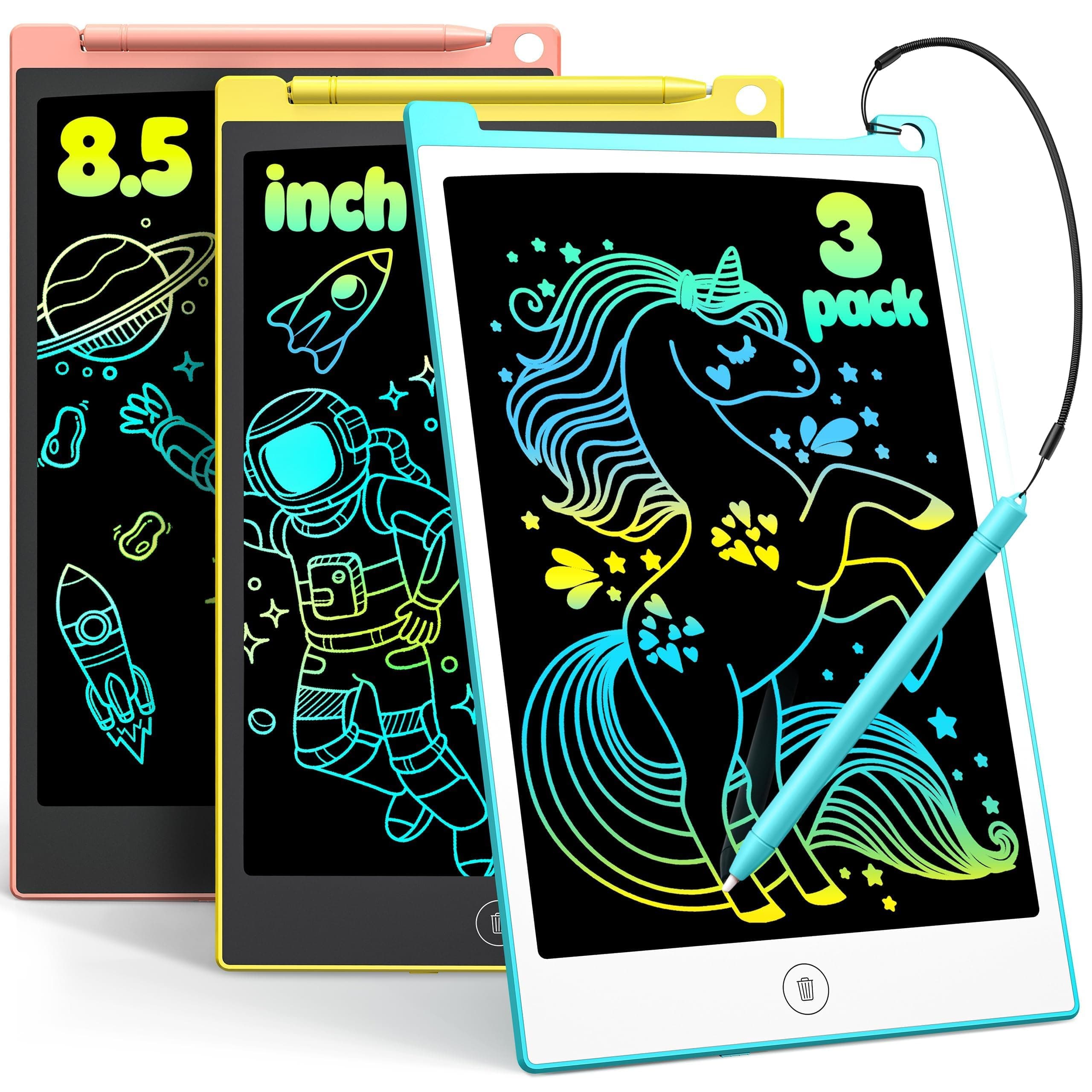🎨 TECJOE LCD Schreibtafel Kinder 3er-Pack - Zaubertafel für Kinder 🎁