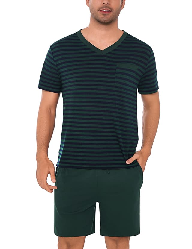 🌞 Sommer Schlafanzug Set für Männer: Litherday Herren Kurz Baumwolle Shorty Pyjamas Set 🌙