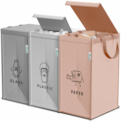 🌿🗑️ Norggo® Mülltrennsystem 3fach – Set aus 3 Mülltrennsysteme für Plastik, Papier und Glas – Recycling Behälter 40L mit Griff Angebot bei HelloDeals
