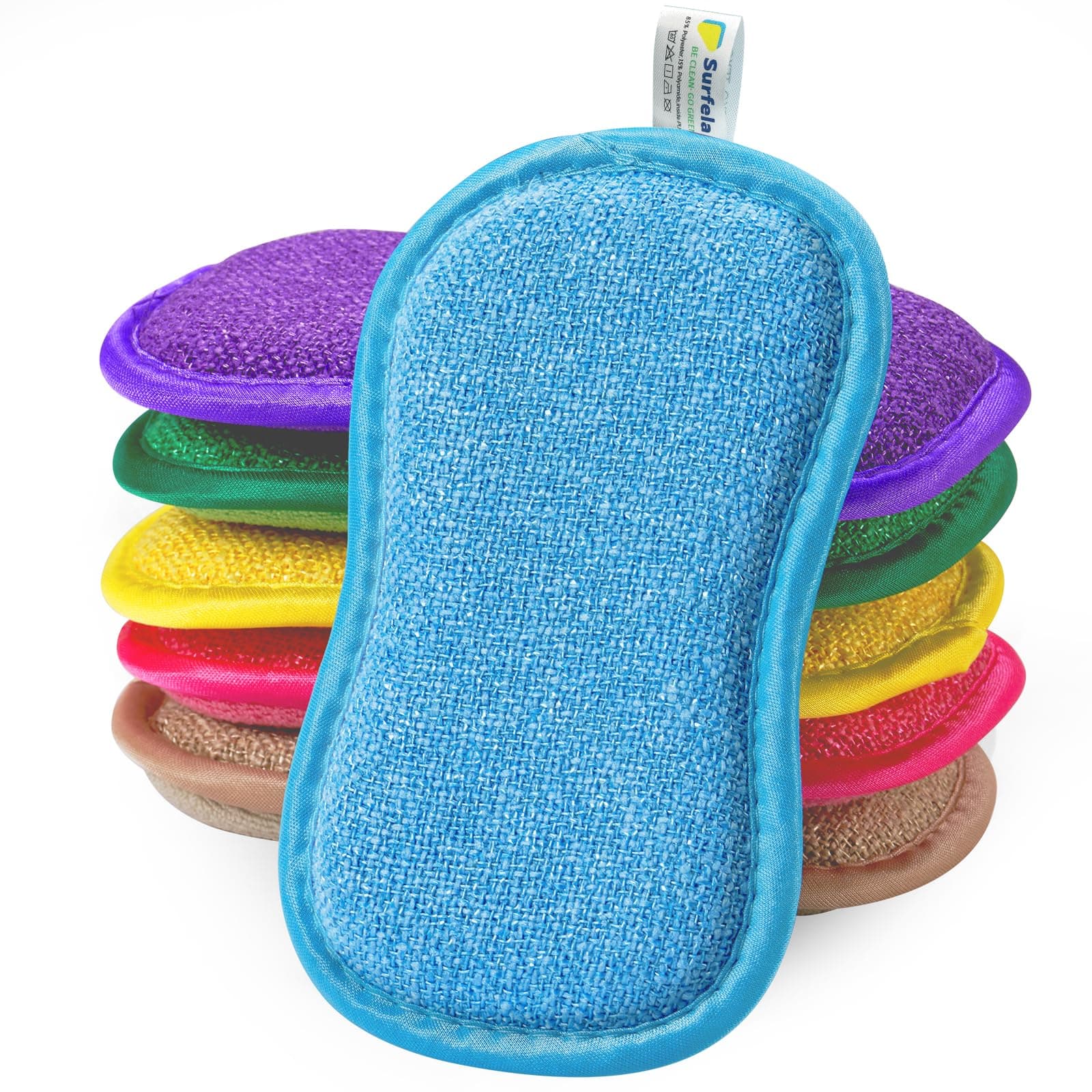 🌊🧽 Surfela 6 Stück Spülschwamm Groß Putzschwamm Küchenschwamm Waschbar, 15×9×2cm Schwämme Küche, Spülschwamm Nachhaltig Mikrofaser Doppelseitenschwämme Topfreiniger für Geschirr, Küche, Bad, Glas Farbe