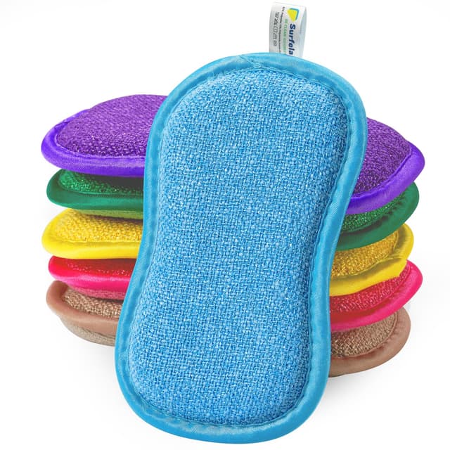 🌊🧽 Surfela 6 Stück Spülschwamm Groß Putzschwamm Küchenschwamm Waschbar, 15×9×2cm Schwämme Küche, Spülschwamm Nachhaltig Mikrofaser Doppelseitenschwämme Topfreiniger für Geschirr, Küche, Bad, Glas Farbe