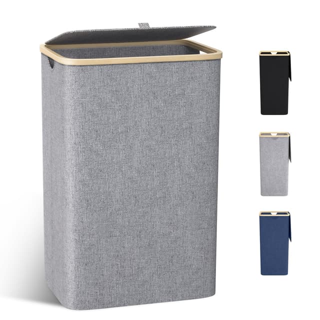 Wäschekorb mit Deckel 100L Grau 🧺