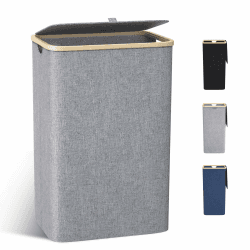 Wäschekorb mit Deckel 100L Grau 🧺 Angebot bei HelloDeals