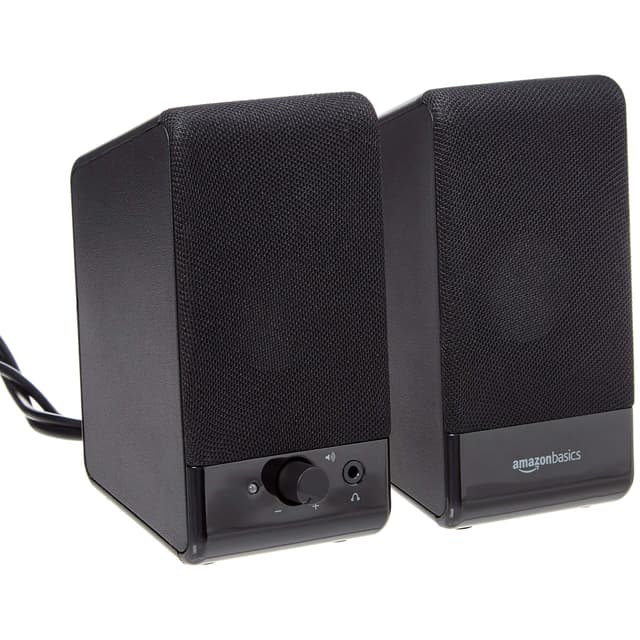 Amazon Basics Computer-Lautsprecher 🎶 für Schreibtisch-PC oder Laptop 🖥️, USB-Betrieb, Schwarz ⚫