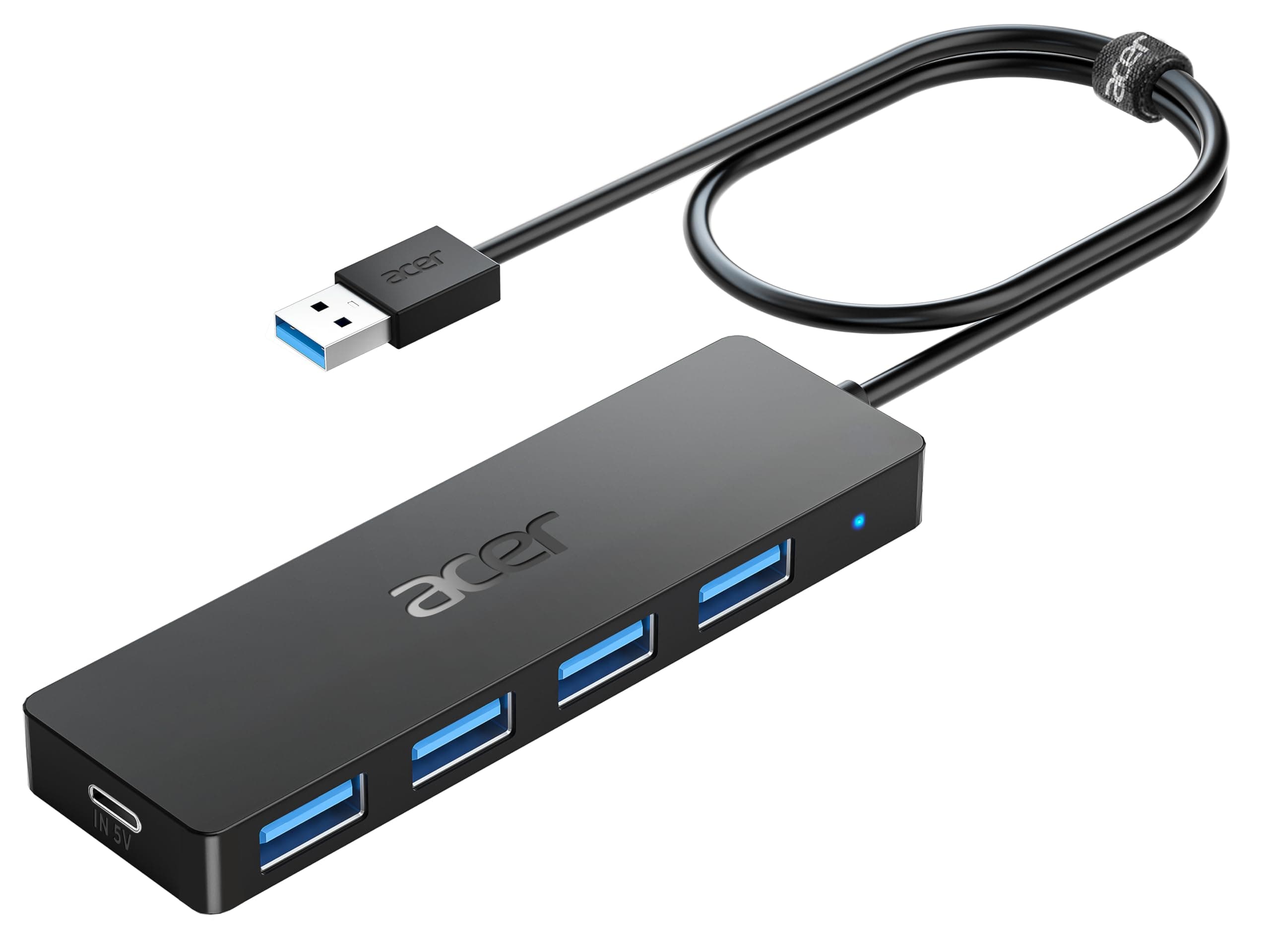 🔌 Acer USB 3.0 Hub mit USB-C-Stromversorgung - Ultra Slim Typ-A Verteiler 4 Ports Multiport Adapter