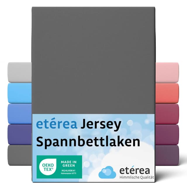 etérea Jersey Spannbettlaken 200x220cm Anthrazit - Nachhaltige Qualität 🌿