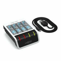 🔋 ANSMANN Akku Ladegerät + 4x AA Akkus - Schnellladen & Entladefunktion ⚡️ Angebot bei HelloDeals