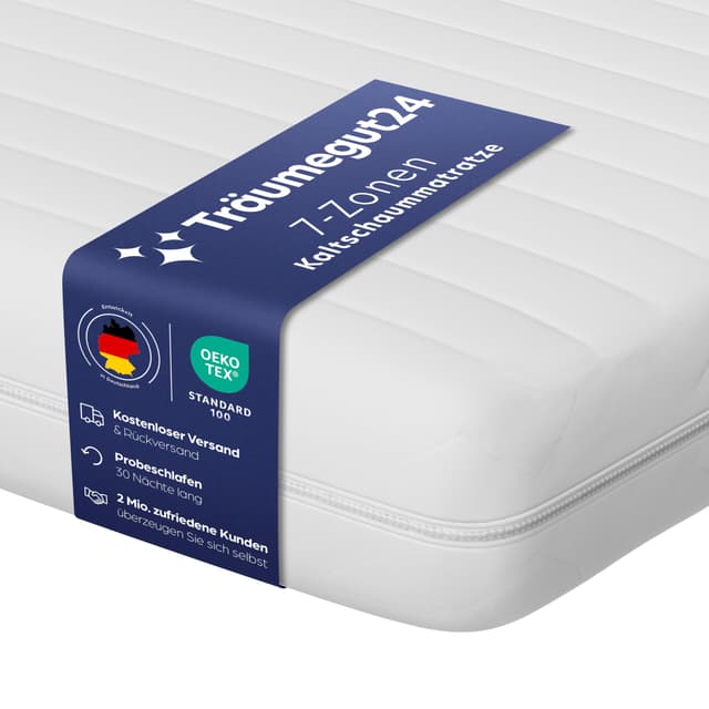 Träumegut24 AquaFlex 7-Zonen Matratze 90x200 cm | H2&H3 | Hypoallergen & Antibakteriell 🛌