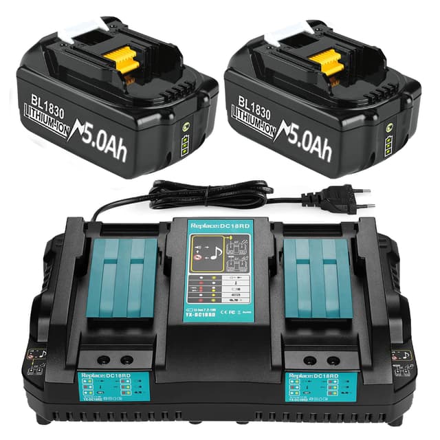 Sonderangebot! 2X 18V 5000mAh Ersatzakku + 6A DC18RD Dual Port Ladegerät 🛠️🔋