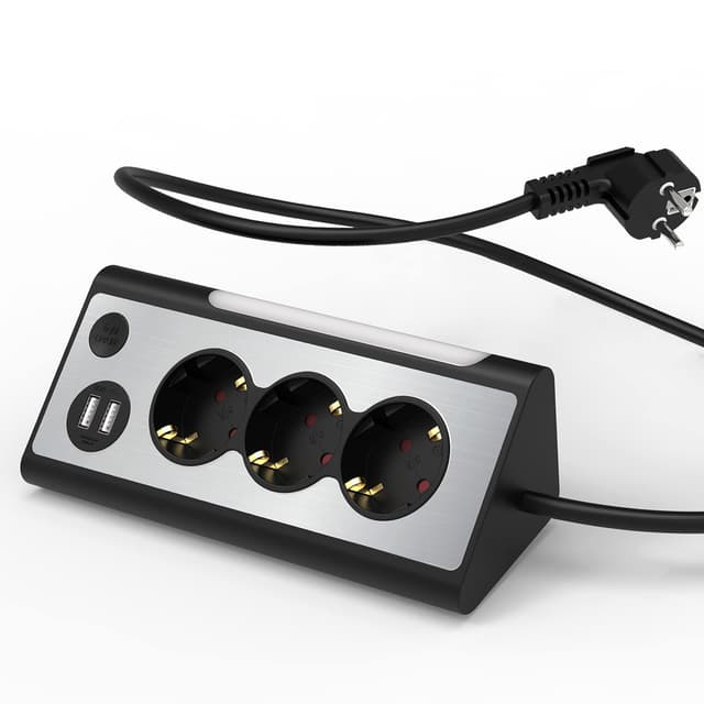 KS Mehrfachsteckdose 3m Kabel 3-Fach Steckdosenleiste mit USB und LED-Nachtlicht (mit Schalter) 🌟
