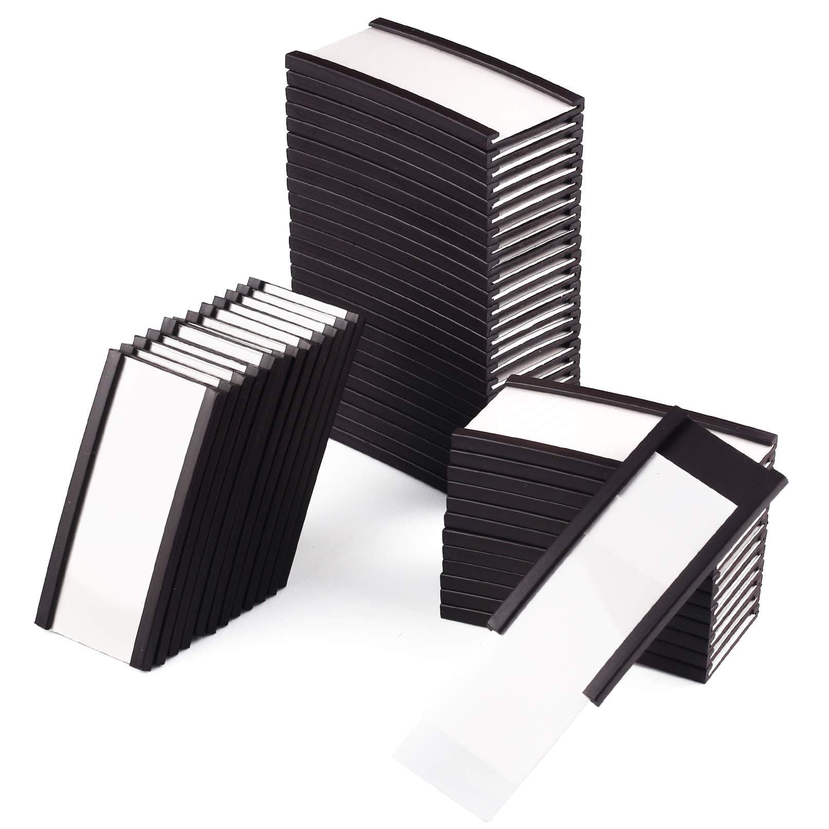 LLPT Magnetische Etikettenhalter(50 Stück) | Beschreibbar Schmutzfrei Abnehmbar für Schule Büro Whiteboards Kühlschränke Magnettafeln(MH2150)