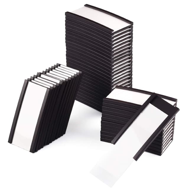 LLPT Magnetische Etikettenhalter(50 Stück) | Beschreibbar Schmutzfrei Abnehmbar für Schule Büro Whiteboards Kühlschränke Magnettafeln(MH2150)