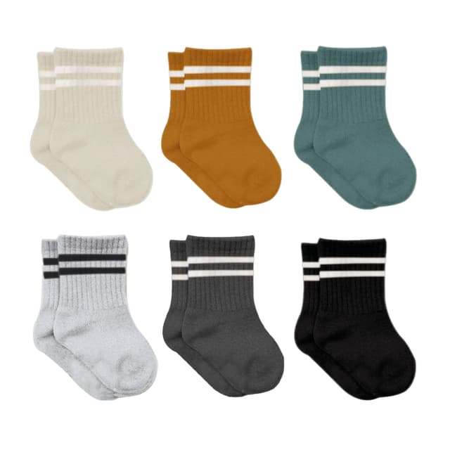 🧦 Baumwolle 6 Paar Baby Socken für Neugeborene | 0-6 Monate bis 3 Jahre | Stopper Socken | Jungen Mädchen Kindersocken 12-24 Monate Senf (Gestreift) 🌟