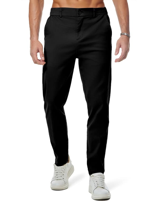 JMIERR Baumwolle Chino Hosen Herren Stretch Cargohose Hose Männer Business Freizeit Hosen Schwarz 🕶️