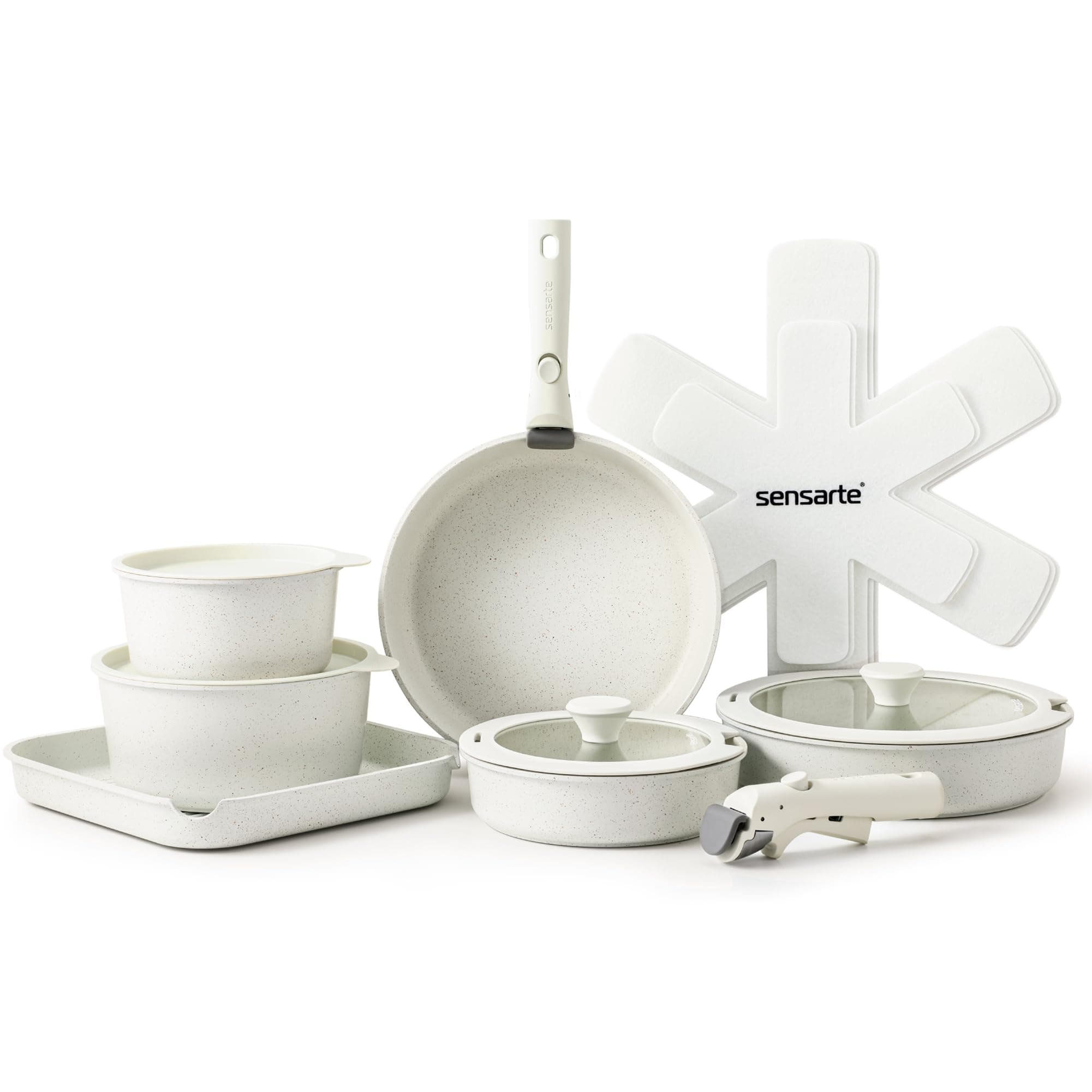 🍳🔥 SENSARTE Weiß 17 Teiliges Topfset, Pfannenset 🎉🛒
