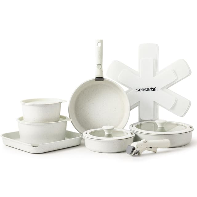 🍳🔥 SENSARTE Weiß 17 Teiliges Topfset, Pfannenset 🎉🛒