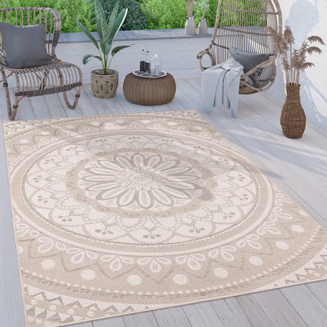 Paco Home Outdoor Teppich - Modernes Mandala & Boho Design - Wetterfest & Robust