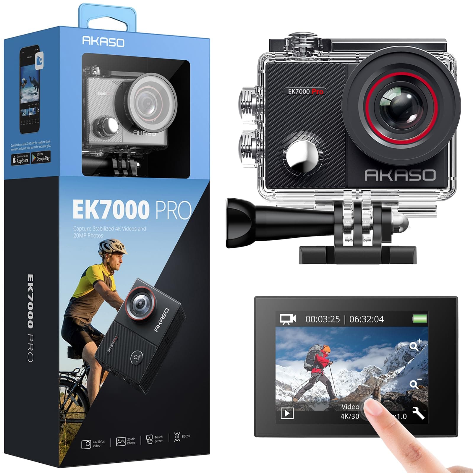 AKASO Action Cam 4K 20MP WiFi 40M Unterwasserkamera 📷🌊 EK7000 Pro