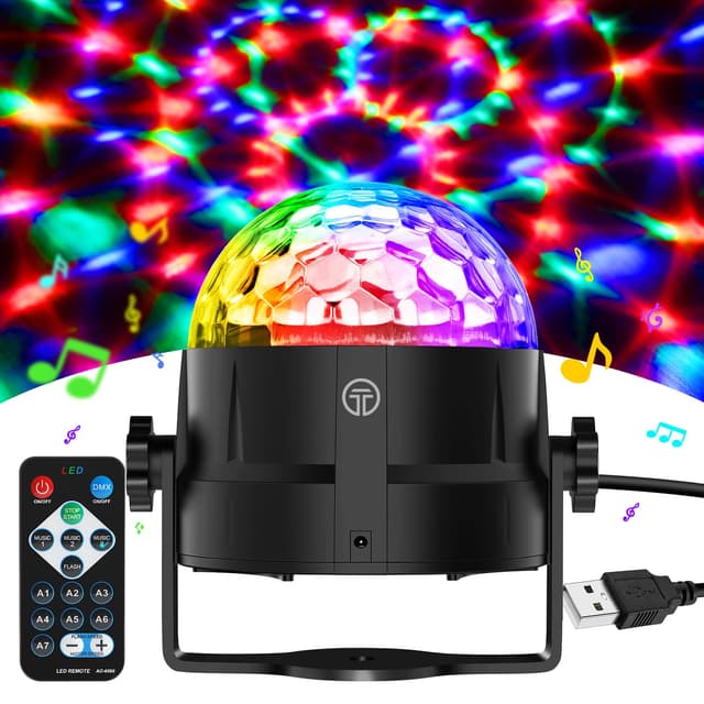 Gobikey Discokugel - 360° Rotierende Musik Activated Discolicht LED Party Lampe mit Fernbedienung