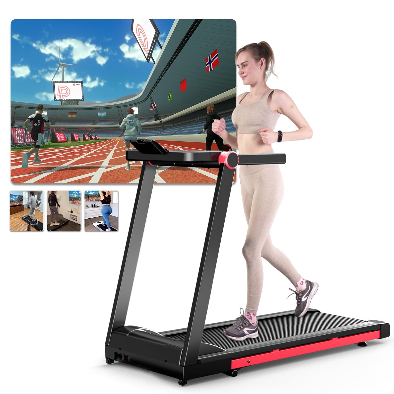 🏃‍♂️ Superun Laufband für Zuhause Klappbar Schwarz-Rot | Fitness-Excellence