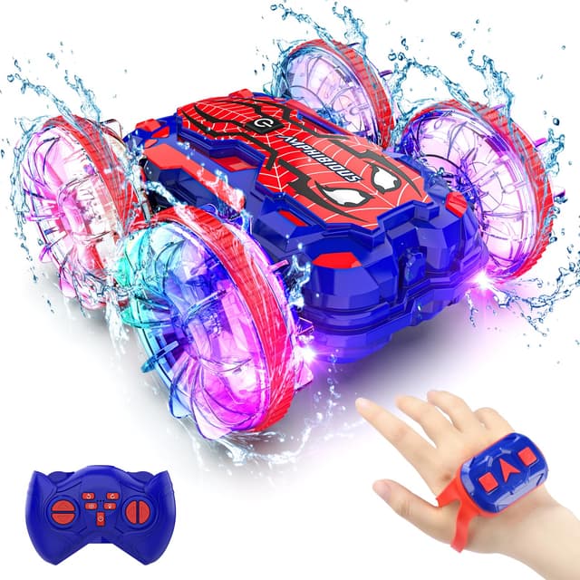 Amphibienfahrzeug Ferngesteuertes Auto Spider 🕷️, RC Boot Stunt Car mit Handsteuerung& Fernbedienung Jungen Kinder Geschenke 🎁