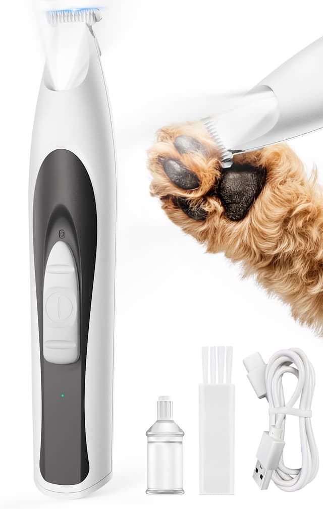 🐾🐶 oneisall Pfotentrimmer für Hunde mit LED-Licht, Leise Hundepfoten Trimmer Paw Trim Pro dr Pfoten, Wiederaufladbar Schermaschine Hund Hundeschermaschine für Pfoten, Augen, Ohren, Gesicht (Weiß) 🐶🐾