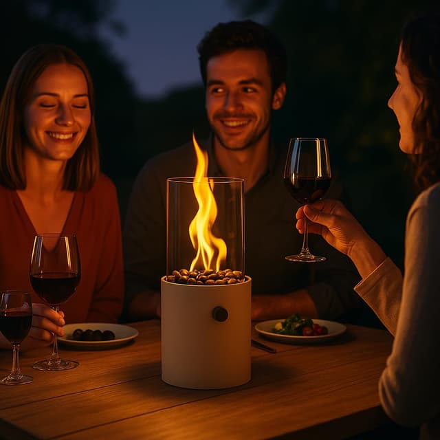 TOM Innovation XXL Gas Tischkamin 🔥🌟 12 Stunden Brenndauer für Indoor & Outdoor