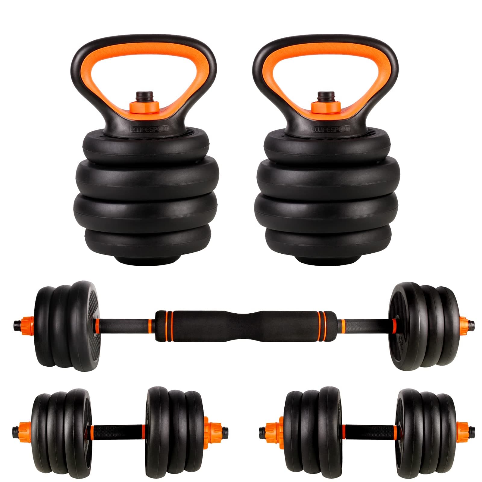 CCLIFE Hanteln Set 2er Kurzhanteln Langhanteln verstellbar Orange-40kg 🏋️‍♂️